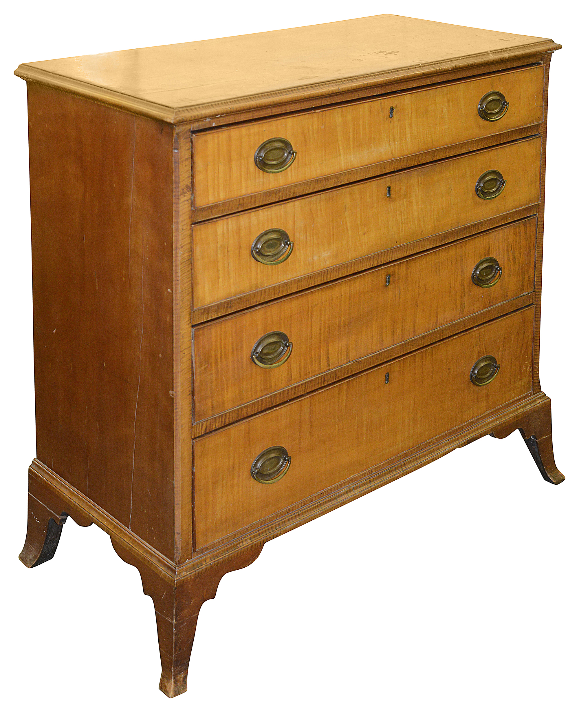 An American Federal period tiger maple chest of drawers - Image 2 of 5