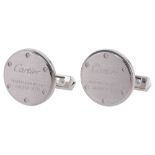 A pair of Cartier Sterling silver water resistant cufflinks