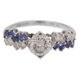 A diamond and sapphire-set ring