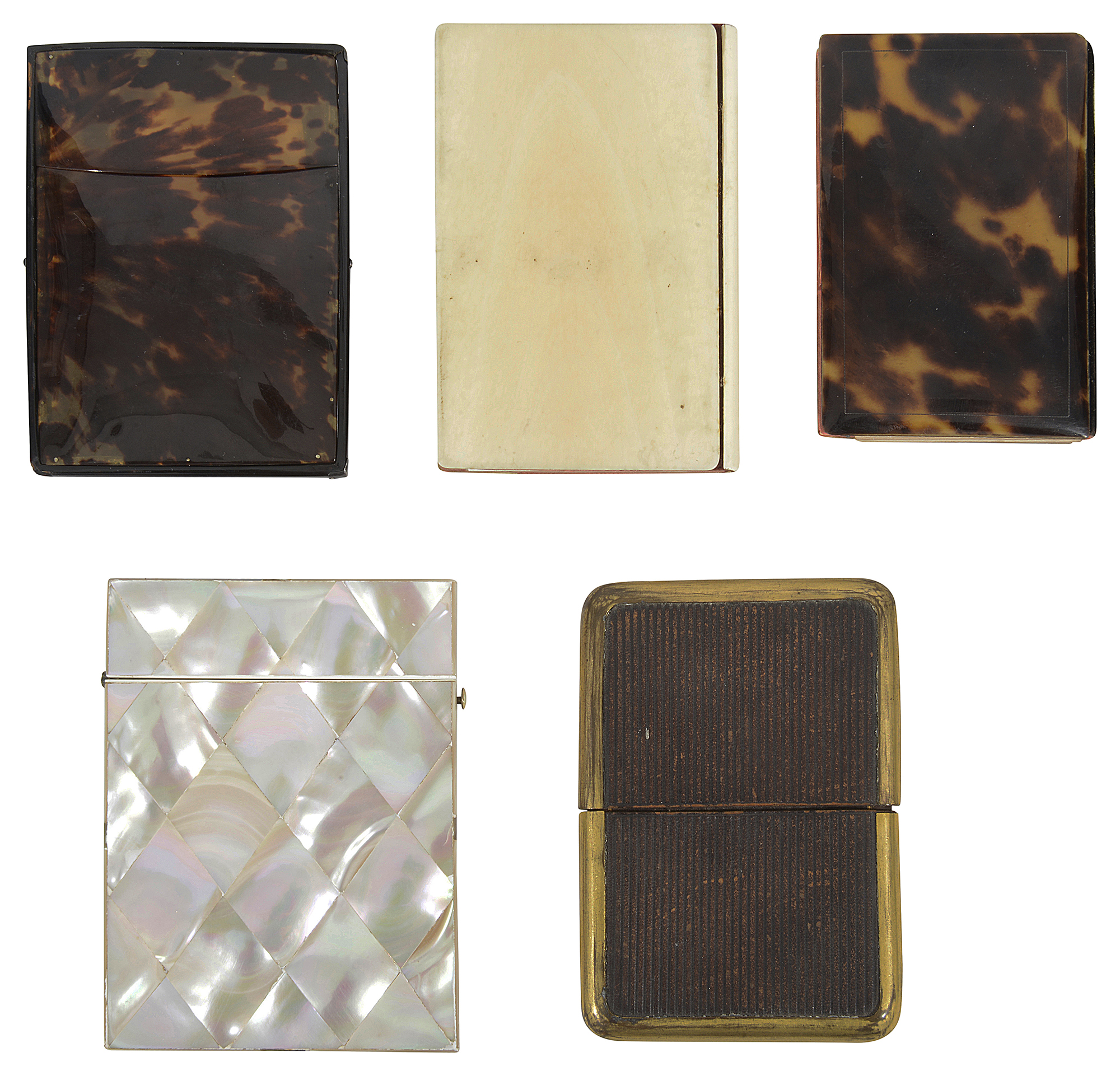 A Victorian mother of pearl card case together with two aide memories and two card cases - Image 2 of 2