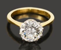 A diamond single stone ring, the old brilliant-cut diamond weigh approx 2ct