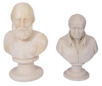 A late 19th century Italian alabaster bust of Garibaldi and a parian bust of a man