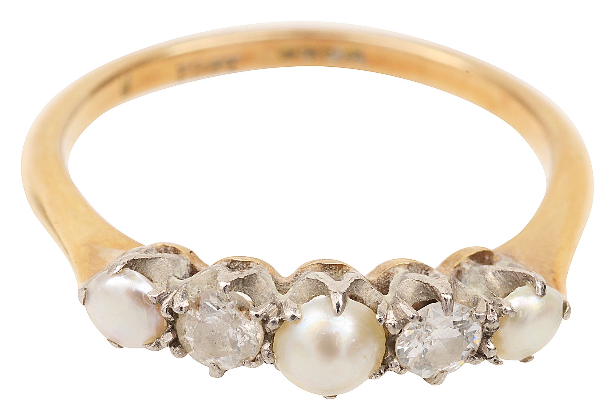 A pearl and diamond ring