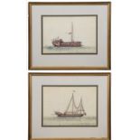 A pair of 19th century Chinese export pith paintings of boats (2)