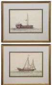 A pair of 19th century Chinese export pith paintings of boats (2)