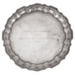 A modern Indian silver presentation card tray