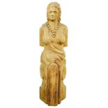 An early 20th century figurehead style stripped pine carving