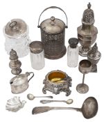 A collection of silver to include a George V silver preserve pot