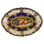 A Royal Worcester fruit decorated dish by Richard Sebright