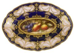 A Royal Worcester fruit decorated dish by Richard Sebright