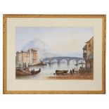 Edwin St John 'Italian Town River Scene', watercolour