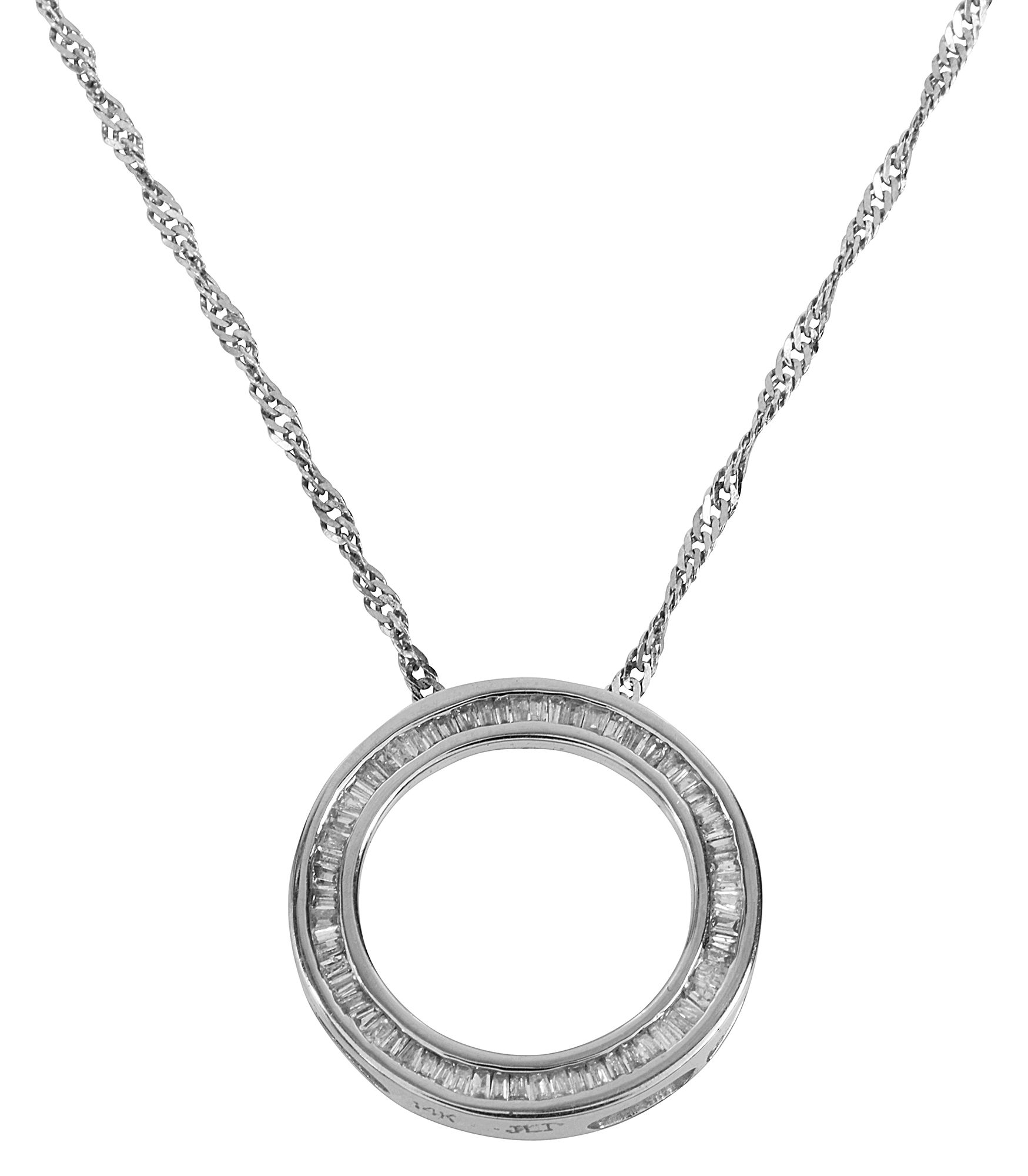 A diamond-set open work circular pendant