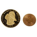 Panama 100 Balboas gold coin, 1975 and Turkey 25 Kurus, 1978