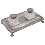 Asprey & Co. A George V silver double inkstand