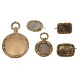 Five late Georgian and Victorian memorial lockets and brooches