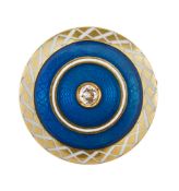 Early 20th century yellow gold, enamel and diamond-set target brooch