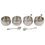 A set of four late Victorian silver salts and spoons