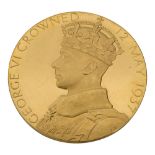 Royal Mint. George VI, 1937, offcial small gold commemorative coronation medal by Percy Metcalfe