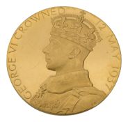 Royal Mint. George VI, 1937, offcial small gold commemorative coronation medal by Percy Metcalfe