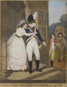 A late 18th century hand coloured etching 'The Soldier's Farewell' c.1793