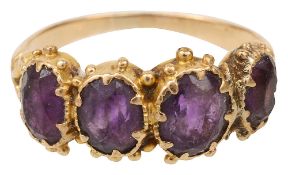 An amethyst five stone ring