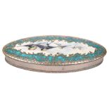 An Edwardian silver and enamel trinket box