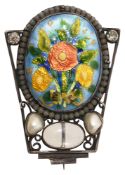 Arts and Crafts enamel, moonstone, pearl brooch by George Hunt