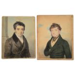English School (19th century) Two miniature half length portraits of gentlemen