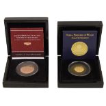 Bradford Exchange. Diana Princes of Wales cased 22ct gold half sovereign and 9ct gold limited editio