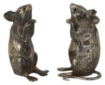 A pair of modern novelty silver mouse salt and pepper pots