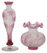 Two cameo glass vases in the manner of Baccarat/ Val St Lambert