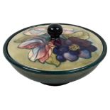 A Moorcroft Clematis pattern lidded powder bowl