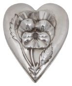 A late Victorian silver heart shaped trinket box and cover