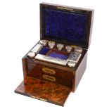 A late 19th century burr walnut vanity box by Mountfort, Birmingham