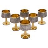 Set six modernist silver-gilt goblets designed by Christopher Lawrence