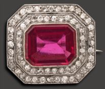 An Edwardian ruby and diamond brooch