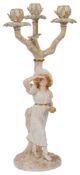 A Royal Worcester figural three branch candelabra