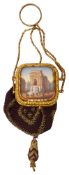 A mid 19th century French Palais Royal gilt metal purse with vinaigrette