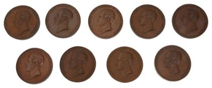 Great Exhibition, 1851. Nine For Services bronze medals by Wyon