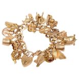 A 9ct gold charm bracelet