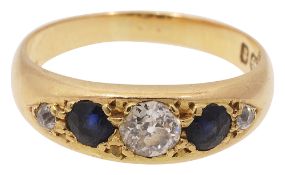 A late Victorian diamond and sapphire ring