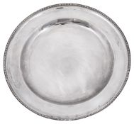 A late Victorian silver dinner plate