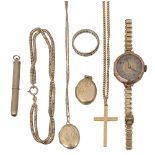 Assorted items including a 9ct yellow gold cased cigar piercer;