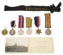 A WWII four medal naval medal group and ephemera and WWI two medal group