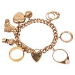 A 9ct charm bracelet with 22ct band