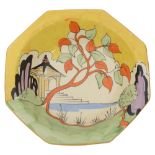 A Clarice Cliff 'Yellow Japan' octagonal dish