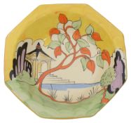 A Clarice Cliff 'Yellow Japan' octagonal dish