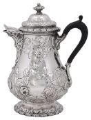 Grosjean & Woodward for Tiffany & Co. A mid 19th century silver hot milk jug