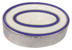 An Edwardian silver and guilloche enamel oval box