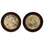 A pair of 19th century Chinese embroidered roundels,